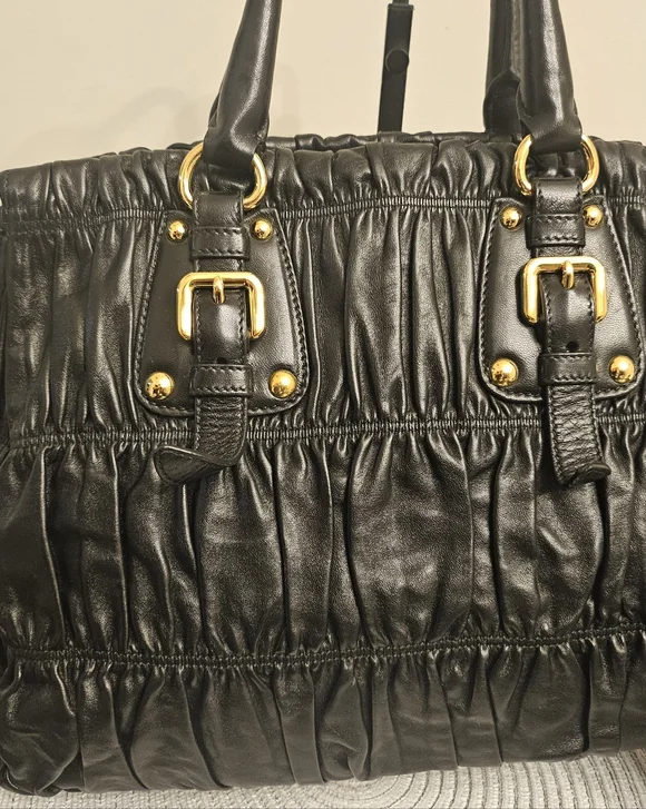 Prada Nappa Gaufre Ruched Leather Tote - Picture 2 of 14